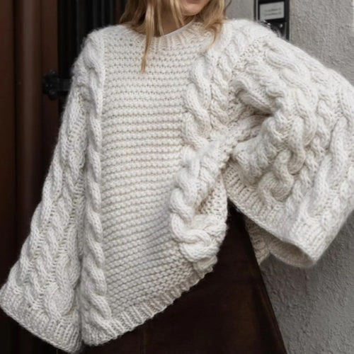 Chunky knit sweater for women with a textured design and a loose fit Amarae