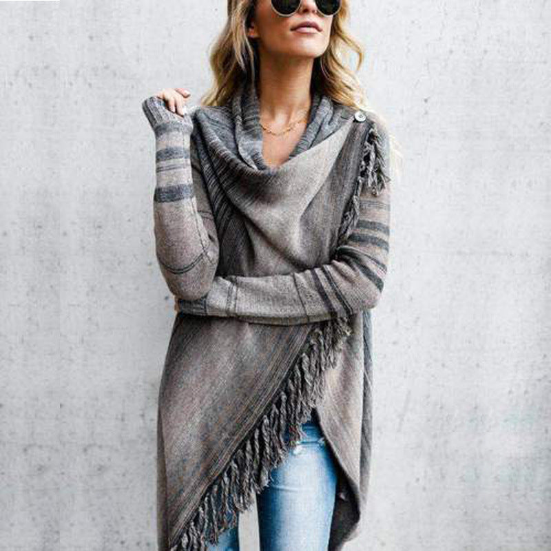 Poncho cocoon pour femme avec franges Chic & Stil