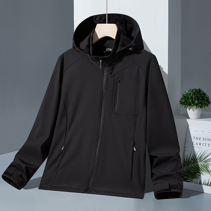Women Light Softshell Hoodie Jacket with wind and water repellent membrane and chest zip pocket Amarae