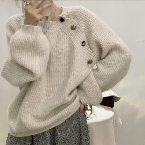 Pull tricoté élégant et confortable pour femmes avec boutons décoratifs Chic & Stil