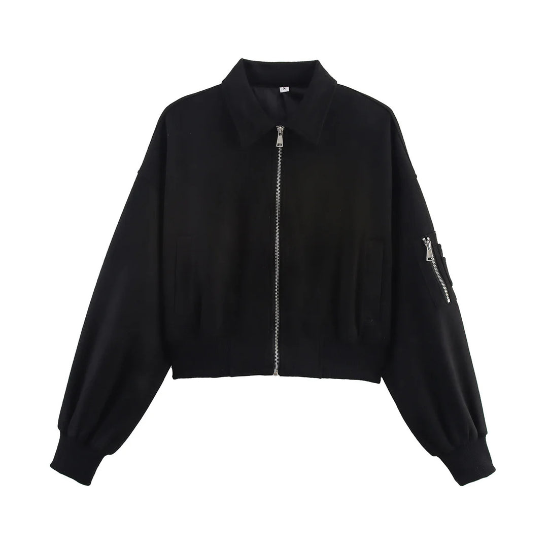 Cropped faux leather jacket for women with practical pockets Lune London