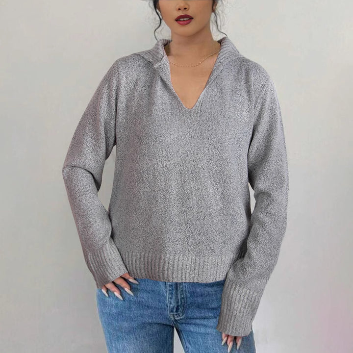 Pull femme avec large col et texture de poignet côtelé Chic & Stil