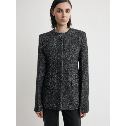 Elegant structured wool jacket for women with a narrow collar and practical pockets Amarae