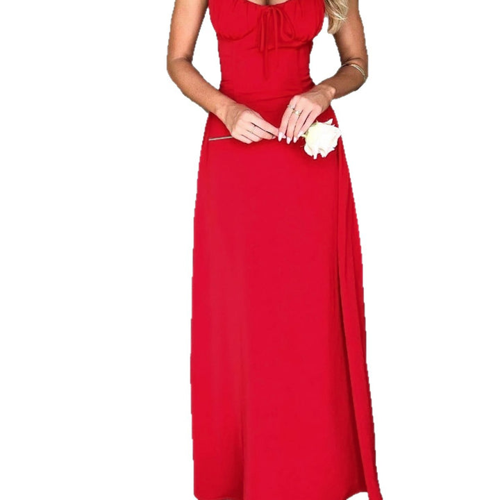 Robe maxi femme avec encolure froncée et bretelles spaghetti réglables Chic & Stil