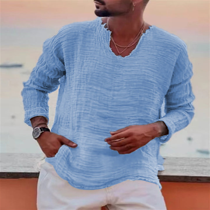 Casual linen shirt for men V neck Lune London