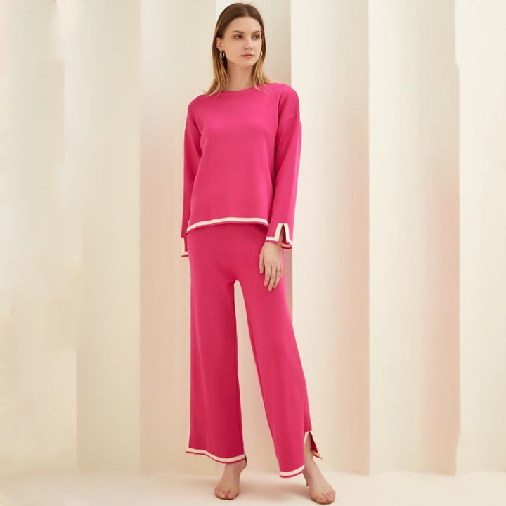 Relaxing loungewear set for ladies with contrasting trim details Lune London