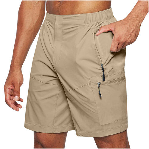 Functional leisure shorts for men with multiple zippered pockets and an elastic waistband Amarae
