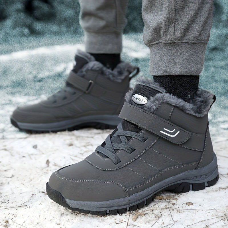 Men's Insulated Winter Trekking Boots with Velcro and Faux Fur Lining Amarae