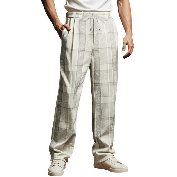 Casual pants for men with a modern plaid pattern and an elastic waistband Lune London