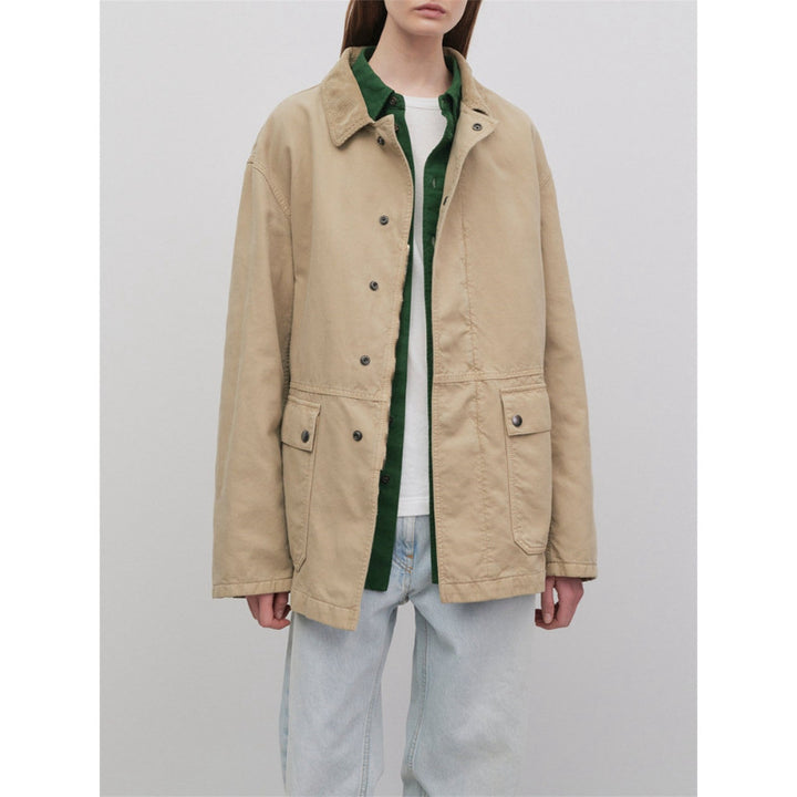 Casual transitional jacket for women with quality velvet collar and practical pockets Lune London