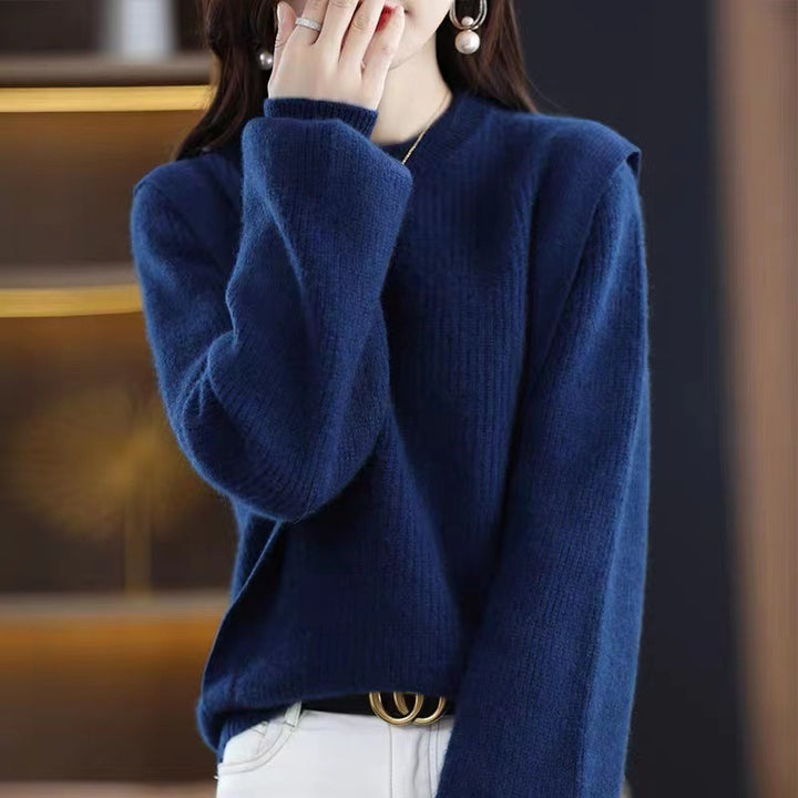 Pull femme en tricot épais avec coupe moderne et décolleté rond Chic & Stil