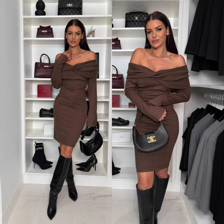 Off-shoulder chic bodycon midi dress