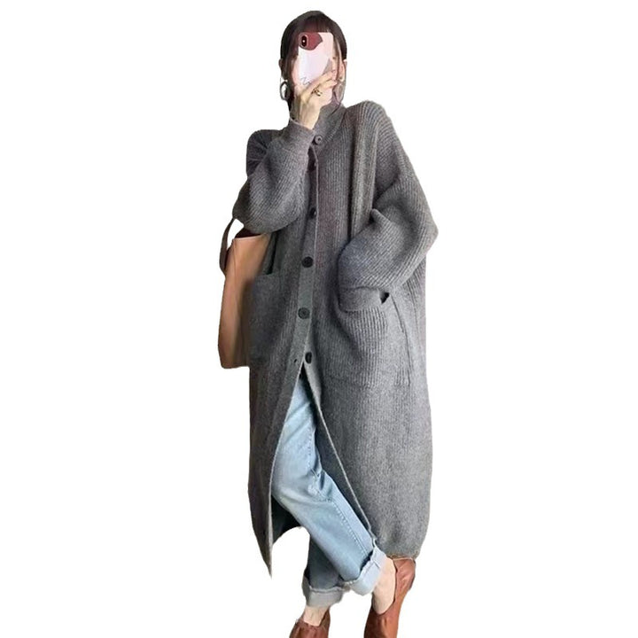 Knit coat for women with button details and large pockets Lune London