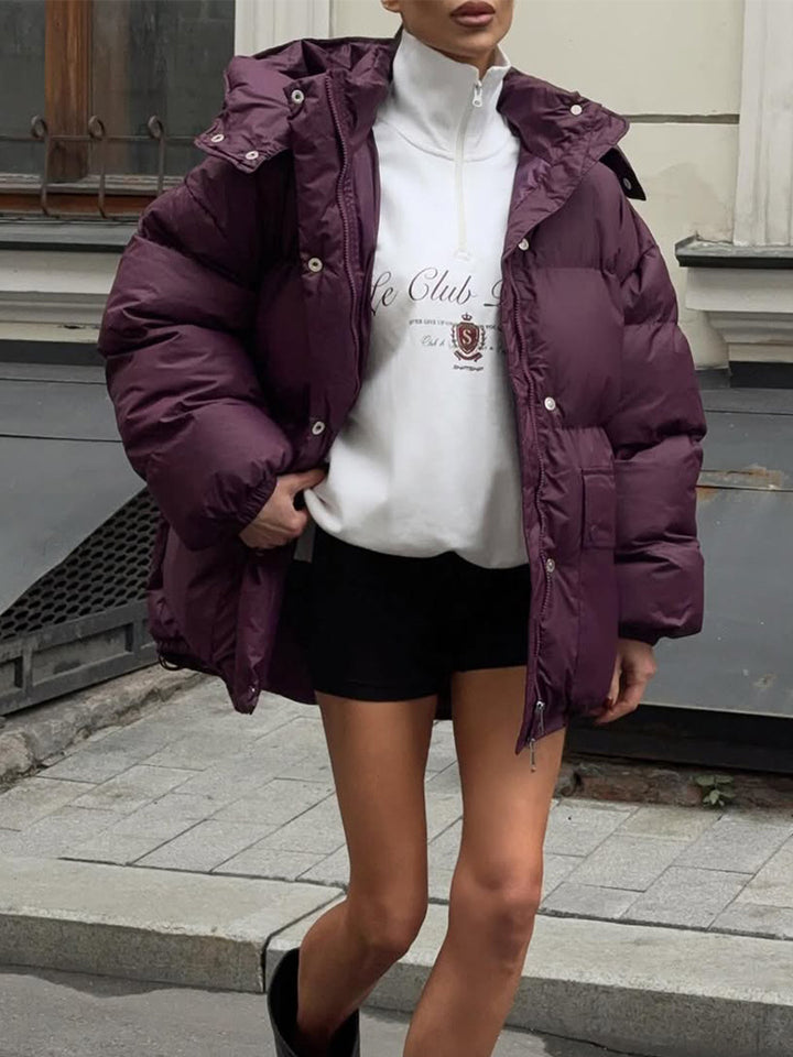 Women's Oversize Quilted Jacket with Hood and Padded Thermal Lining Amarae