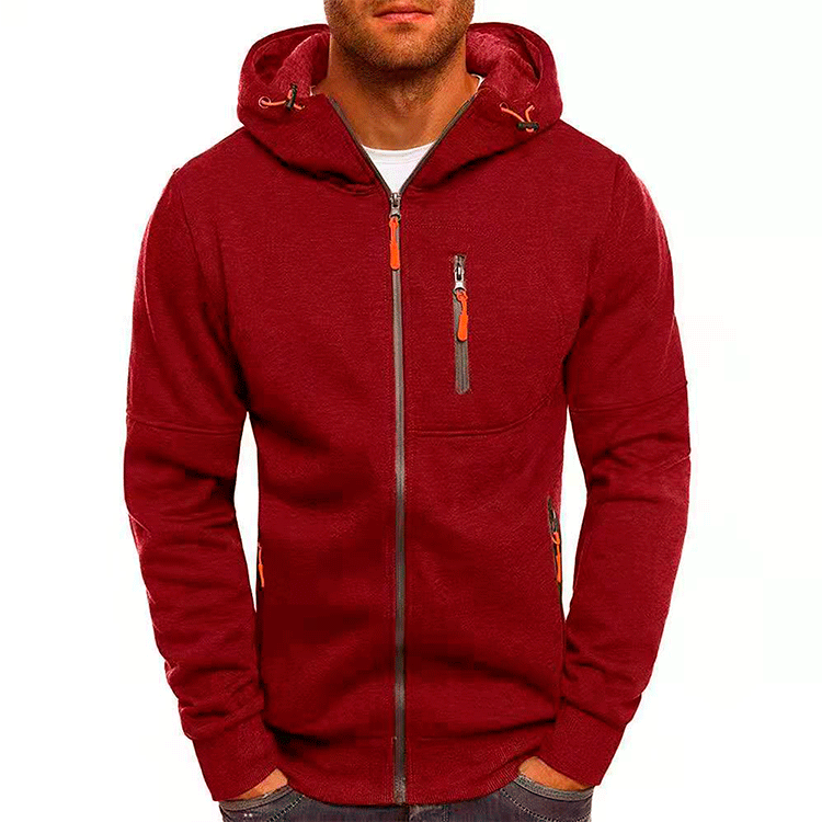 Functional jacket for men with practical zippered pockets and an adjustable hood edge Lune London