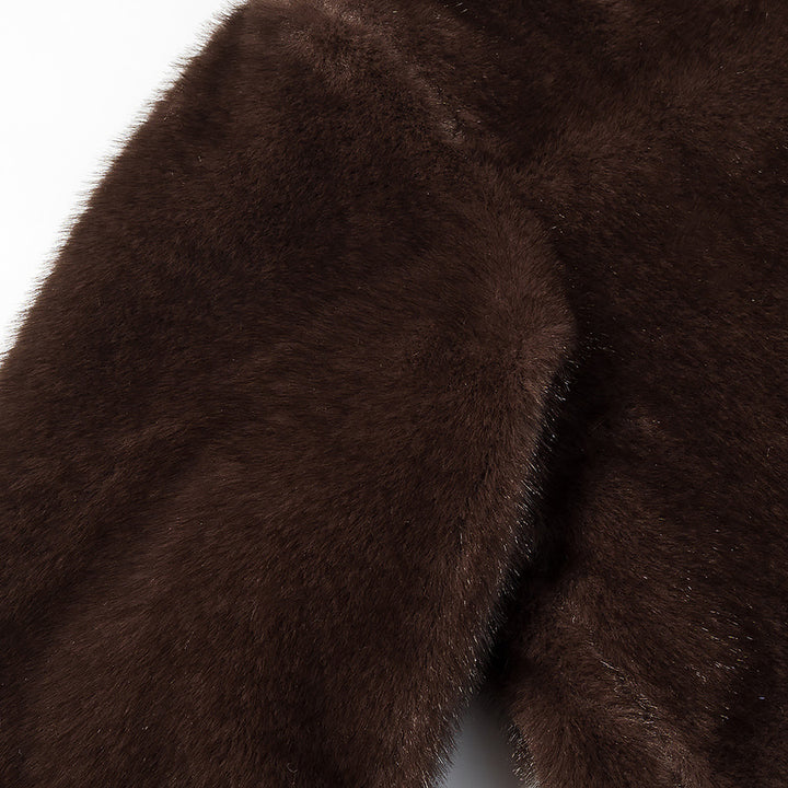 Ladies Oversize Faux Fur Pullover Jacket with Half Zipper and Kangaroo Pocket Amarae