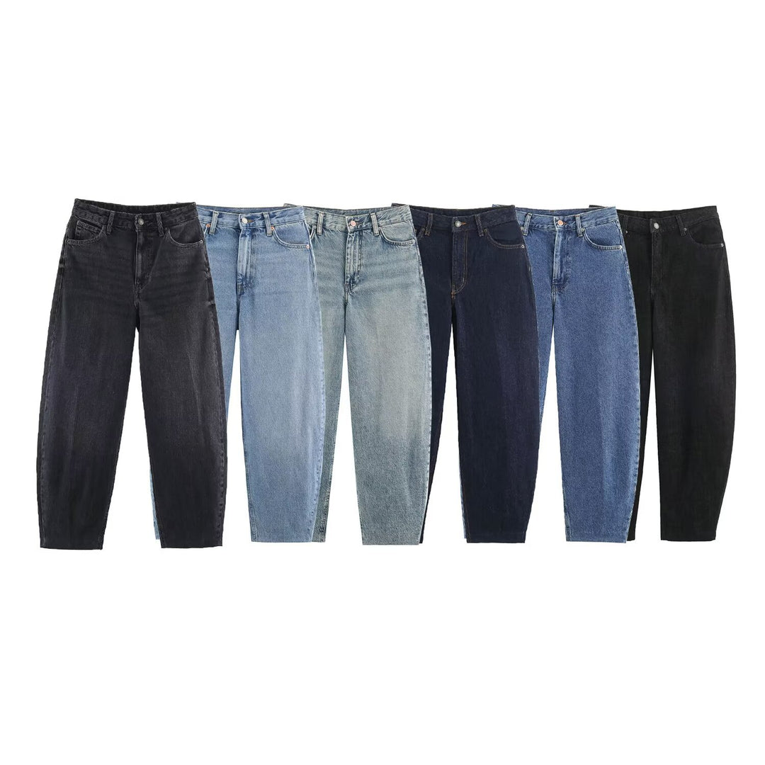 Women Highwaist Relaxed Tapered Jeans with Conical Leg Amarae