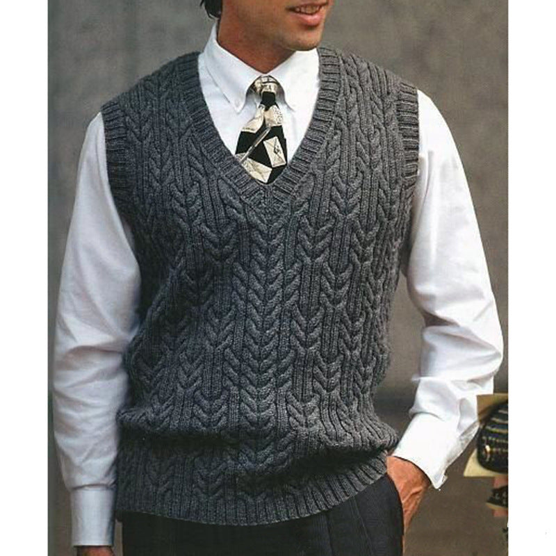 Knitted vest for men with cable knit pattern all over Lune London