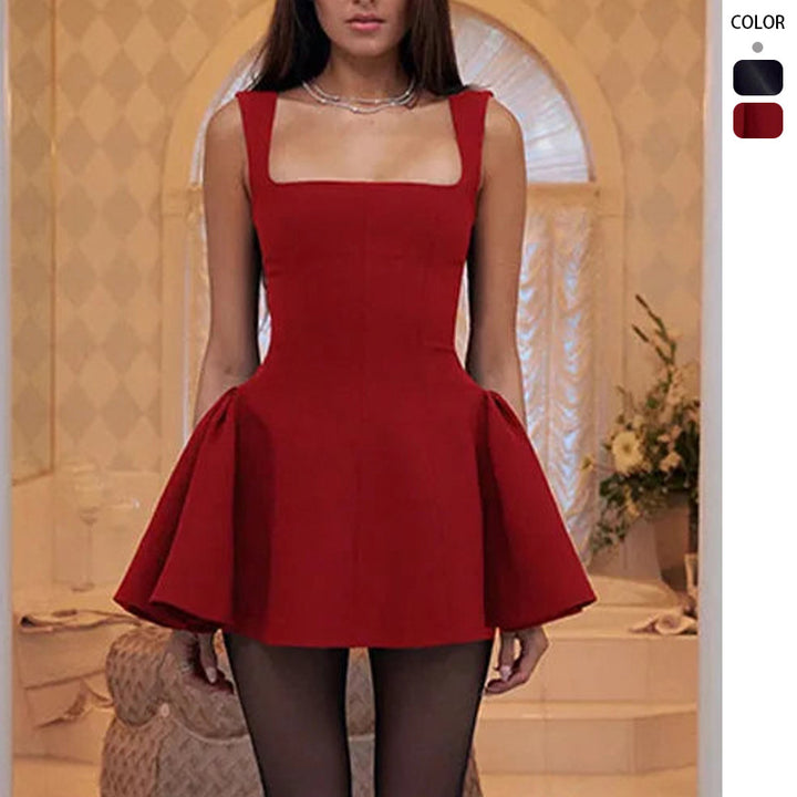 Women Playful Minidress with Swinging Skirt and Elegant Straps Lune London