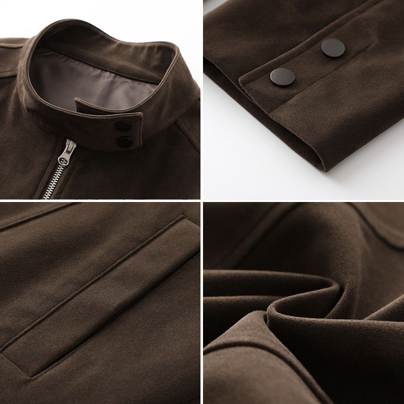 Men's soft synthetic leather leisure jacket with practical collar and zipper Lune London