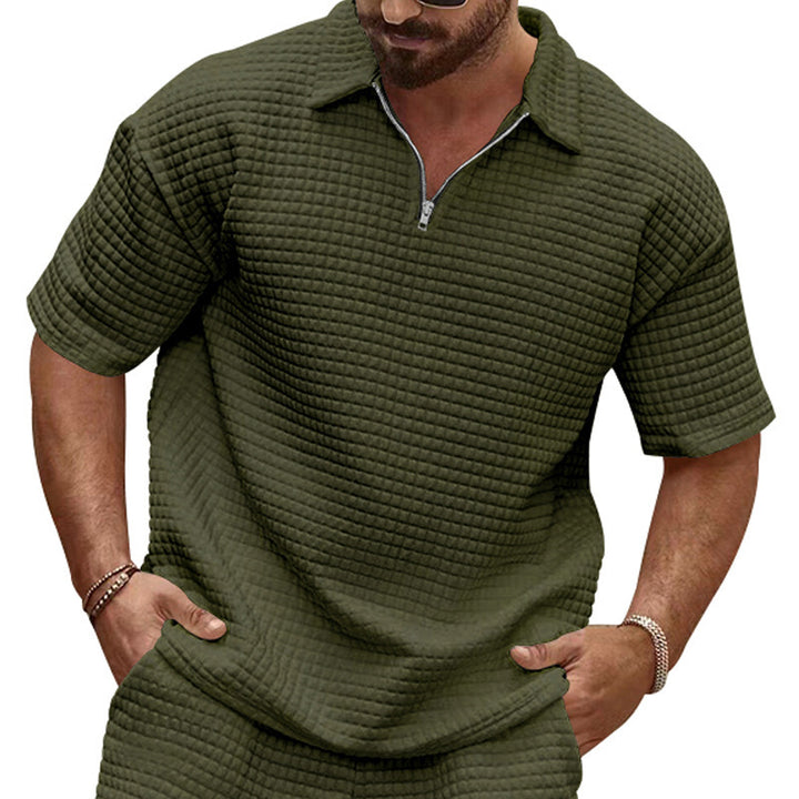 Casual short sleeve polo T-shirt for men with textured design Lune London