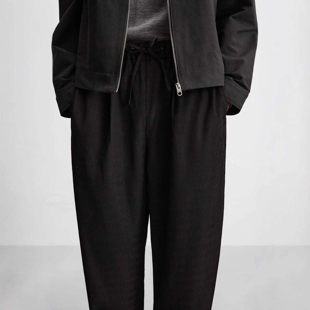 Men's Structured Relaxed-Fit Pants with Drawstring Waist Amarae