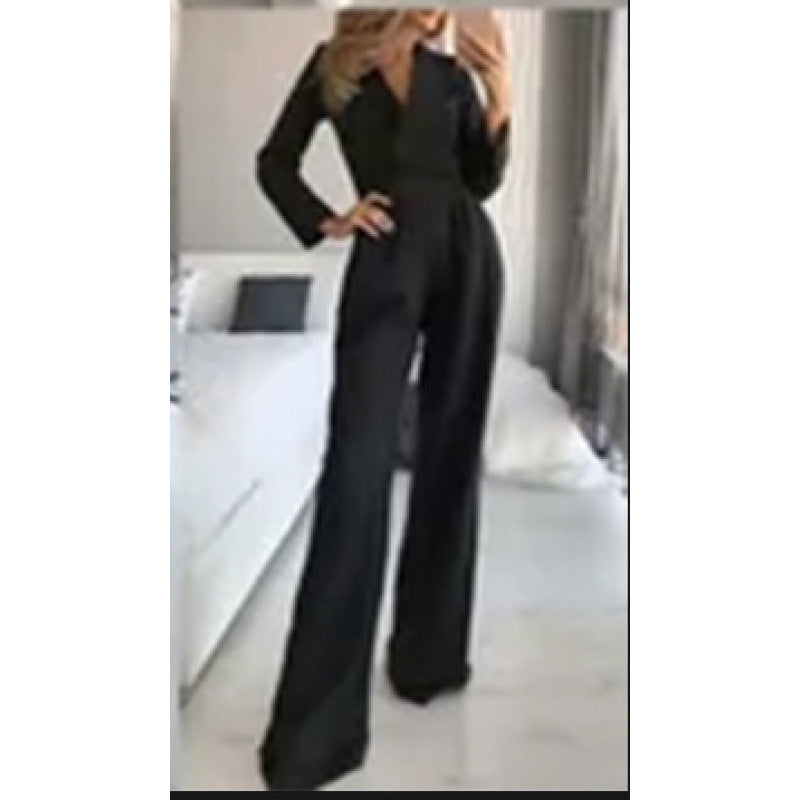 Elegant jumpsuit for women with long legs and classic collar Lune London