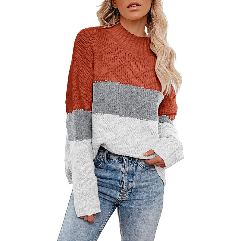 Women’s chunky knit sweater with modern block design Lune London