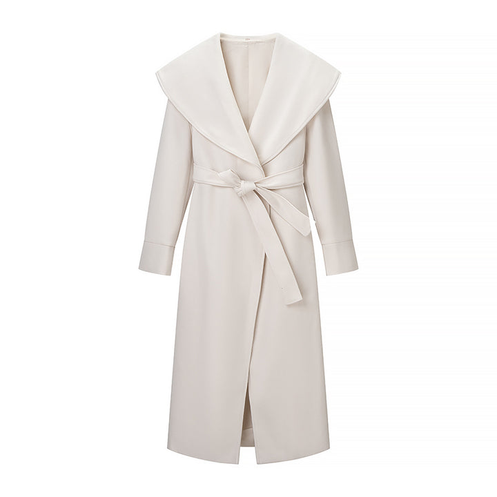 Manteau élégant pour femmes à enrouler avec large col et ceinture à nouer Chic & Stil