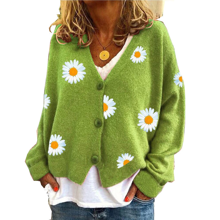 Women's knitted jacket with floral pattern and classic cut Lune London