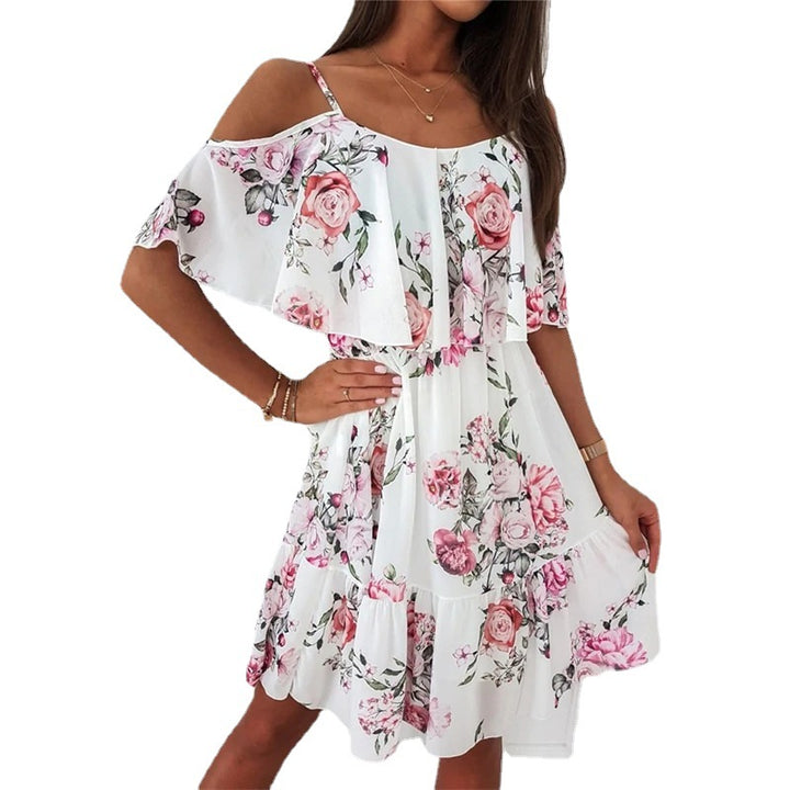 Chic Cold-Shoulder Mini Flowers Dress