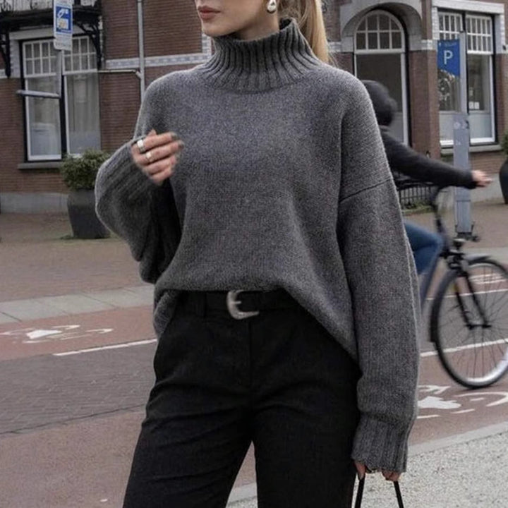 Ladies high quality funnel neck sweater with oversized casual fit Lune London