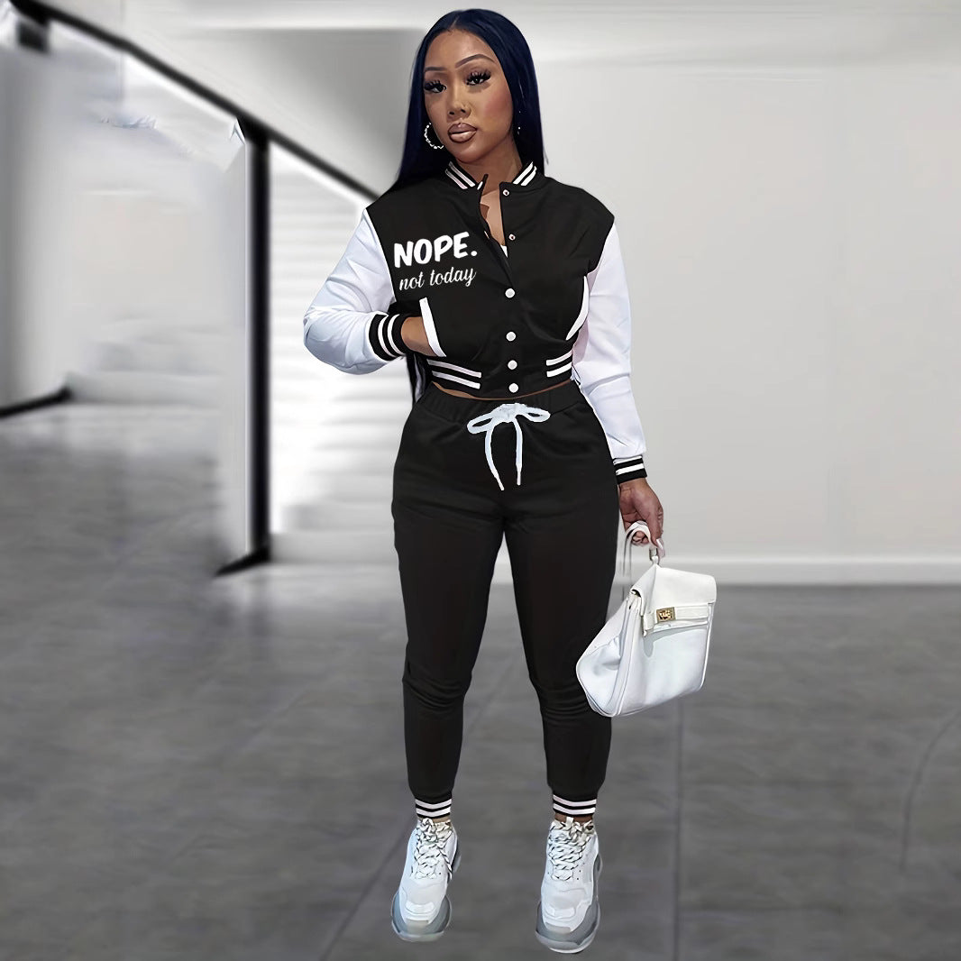 Ladies' sports jumpsuit with contrasting sleeves and fashion lettering Lune London