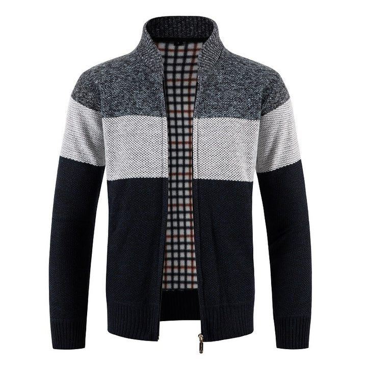 Men's knitted jacket with modern zipper and structured pattern Lune London