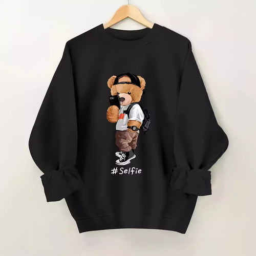 Sweatshirt pour femmes avec design artistique d'ours et coupe décontractée Chic & Stil