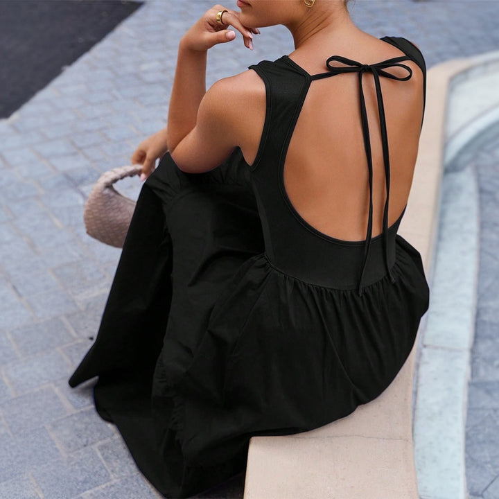 Robe Maxi Rétro Femme avec jupe à volants chic et design sans manches Chic & Stil