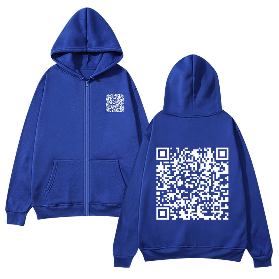 Women's hoodie jacket with QR code design and soft fleece Lune London