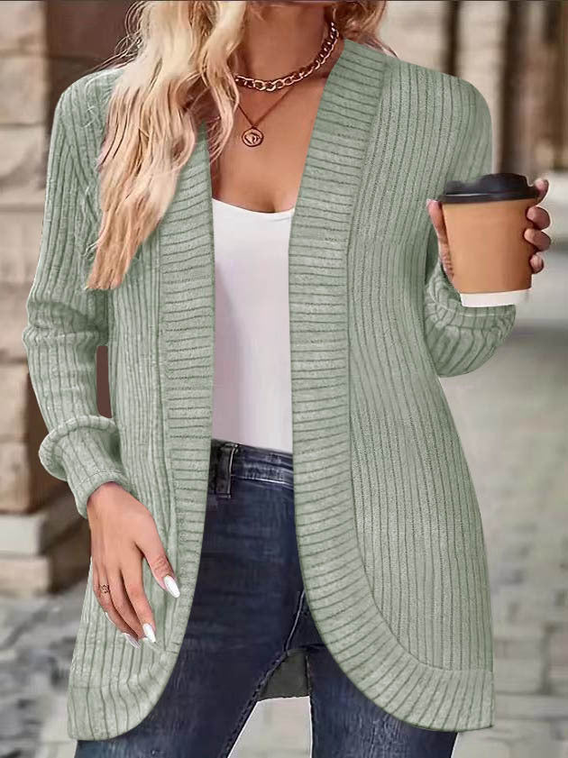 Women’s comfy knit cardigan with modern ribbed pattern Lune London