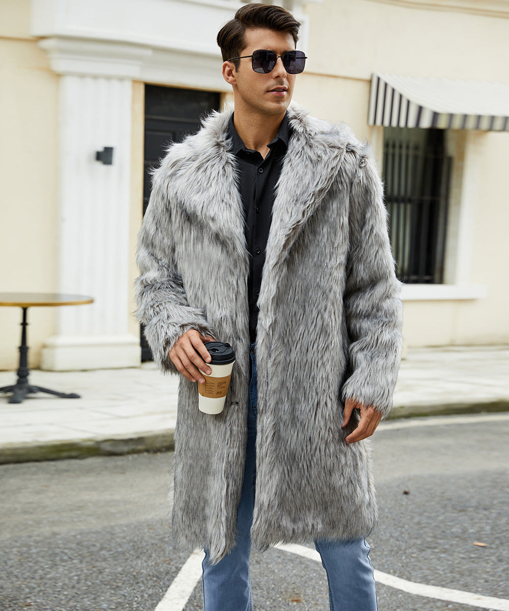 Luxurious faux fur coat for men with wide collar Lune London