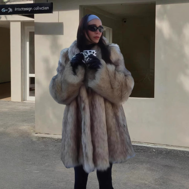 Ladies Elegant Faux Fur Coat Amarae