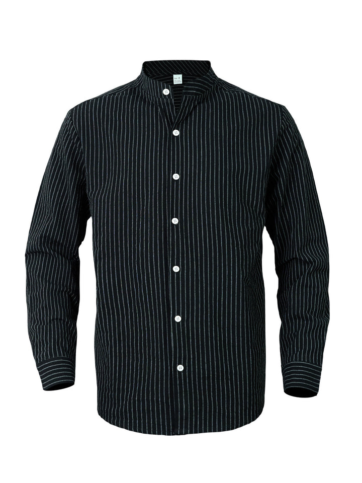 Shirt for men with vertical stripes and a modern high collar Lune London