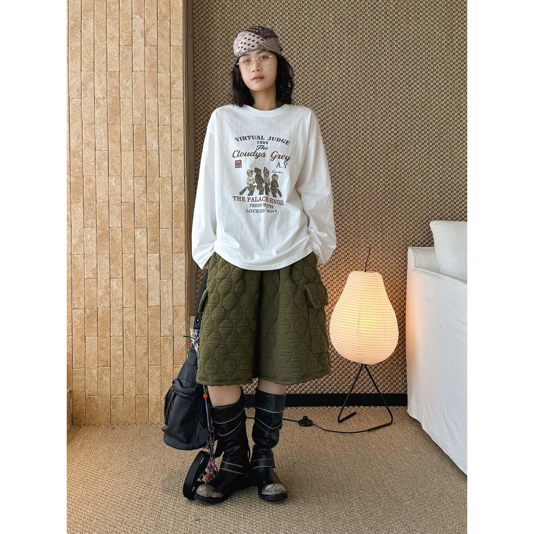 Women's loose-fitting cotton blend sweatshirt with vintage print and drop shoulder Amarae