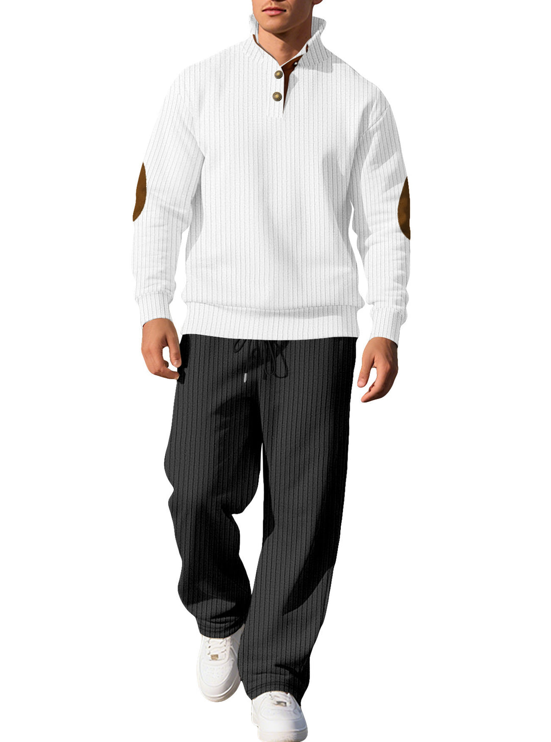 Men's sporty sweatshirt with an innovative button placket design and chic and stylish accents