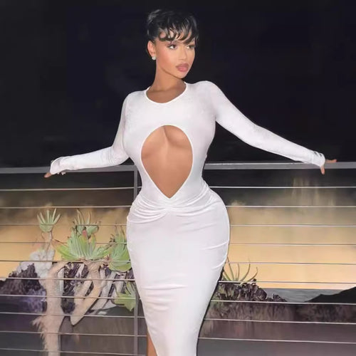 Sculpting maxi dress for women with creative cutouts Amarae