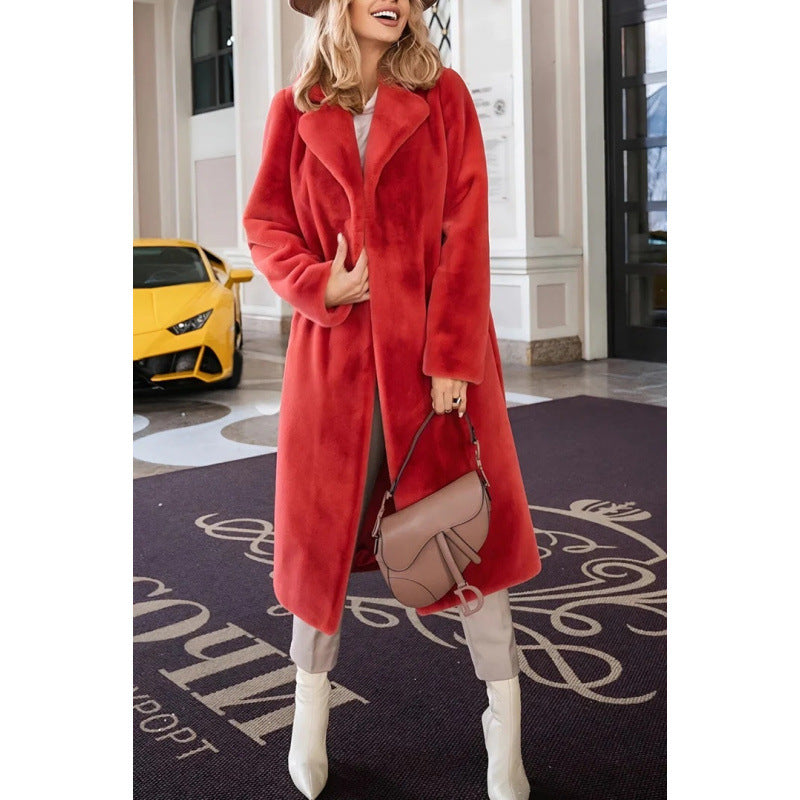 Long fleece coat for women with elegant collar and slim silhouette Lune London
