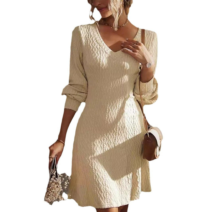 Wrap dress for women with structured pattern and V-neck Lune London