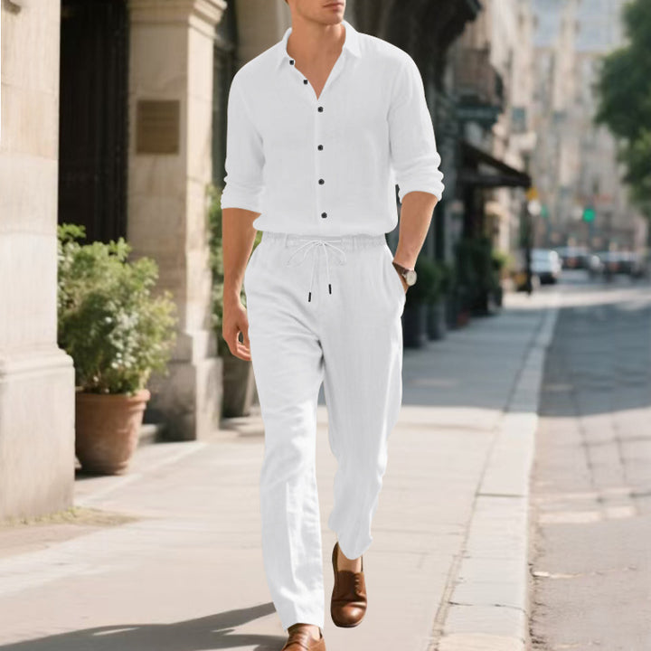 Casual linen pants for men with adjustable drawstring and modern fit Lune London