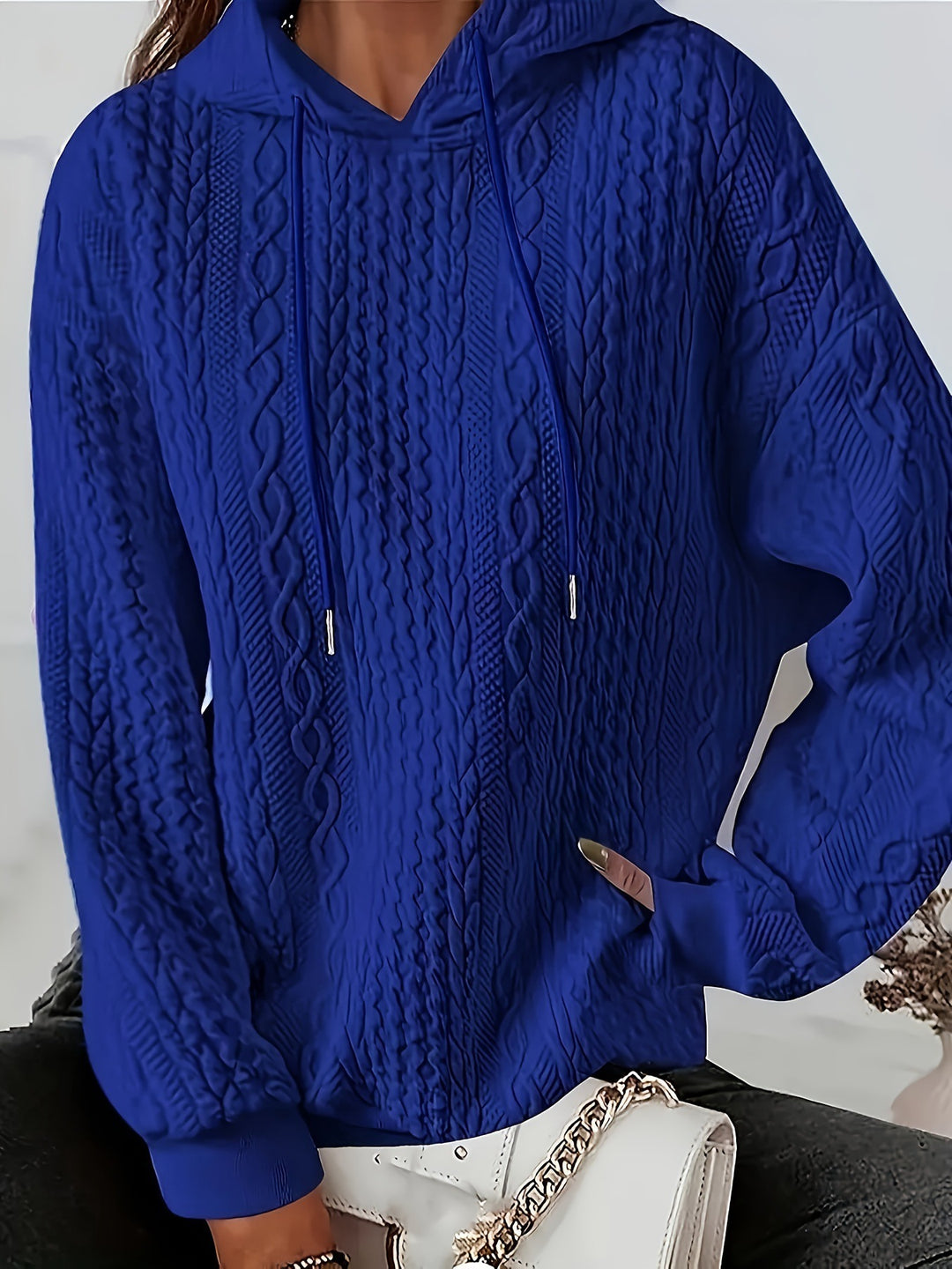 Ladies comfortable hoodie with chic and stylish textured knit design