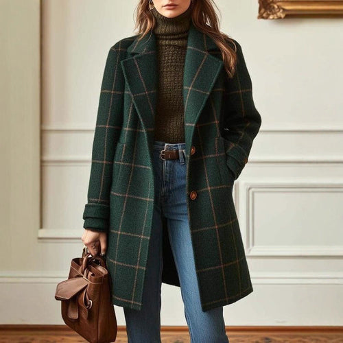 Manteau en laine à carreaux pour femmes Chic & Stil