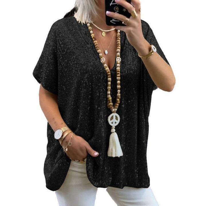 Ladies Sparkling Top with Elegant V-Neck and Light Cut Lune London